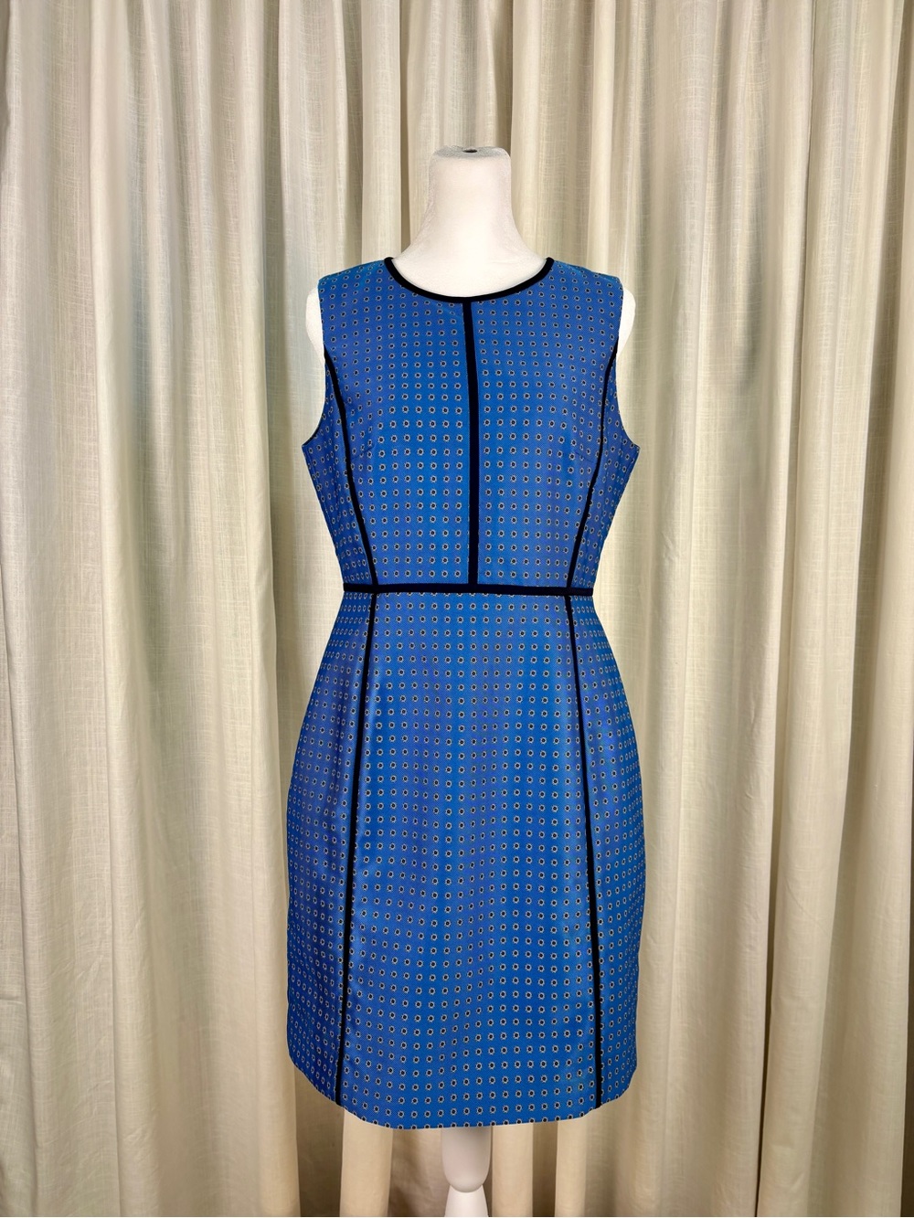 J. Crew Sleeveless Light Blue Structured Shift Dress with Contrast Piping